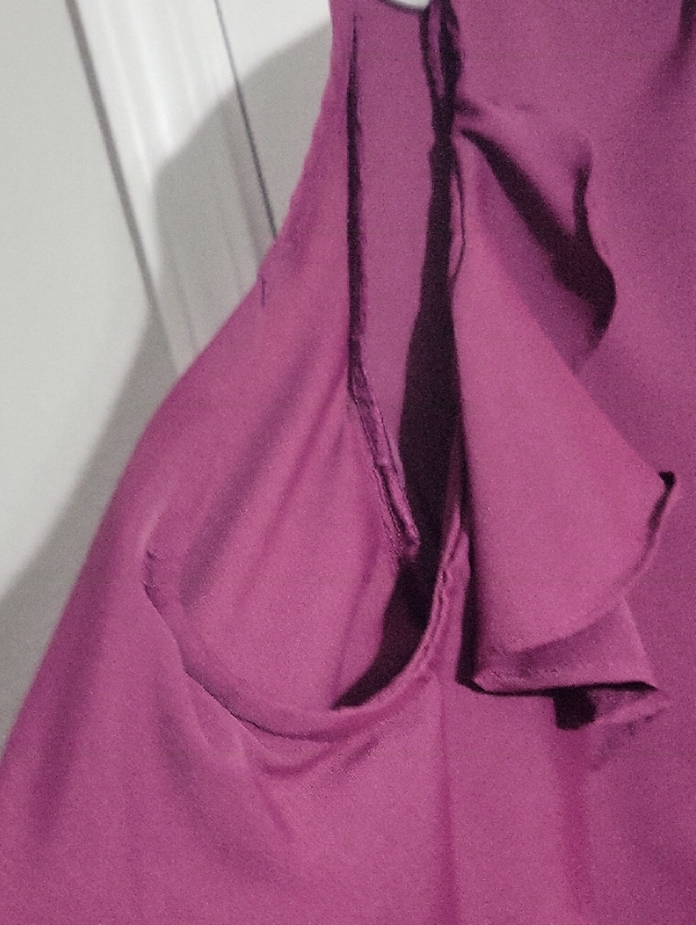 Plum Ruffle Cold-Shoulder Blouse - Picture 5 of 7